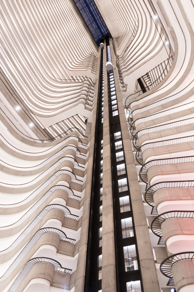 March,3,,2018:,Atlanta,,United,States:,Balconies,And,Elevator,Shaft March,3,,2018:,Atlanta,,United,States:,Balconies,And,Elevator,Shaft